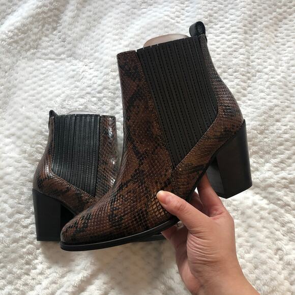 Clarks West Lo Dark Tan Snake Leather Heeled Booties - Picture 5 of 16